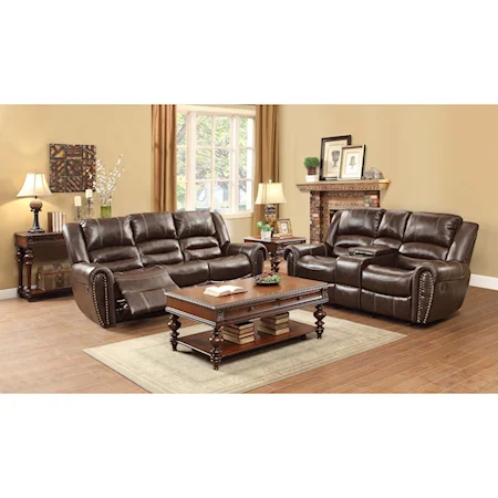 Traditional Reclining Living Room Group with Nailhead Trim